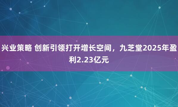 兴业策略 创新引领打开增长空间，九芝堂2025年盈利2.23亿元